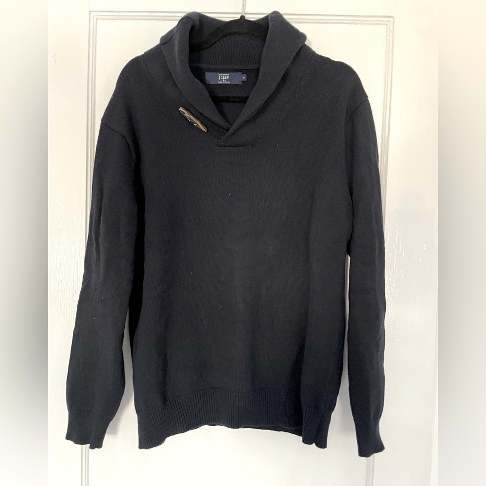 Jcrew men’s shawl collar sweater. Navy blue. Size medium.
